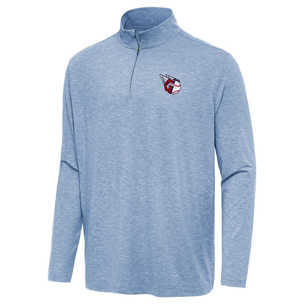 MLB Cleveland Guardians Antigua Hunk 1/4 Zip Pullover Jacket - Light blue