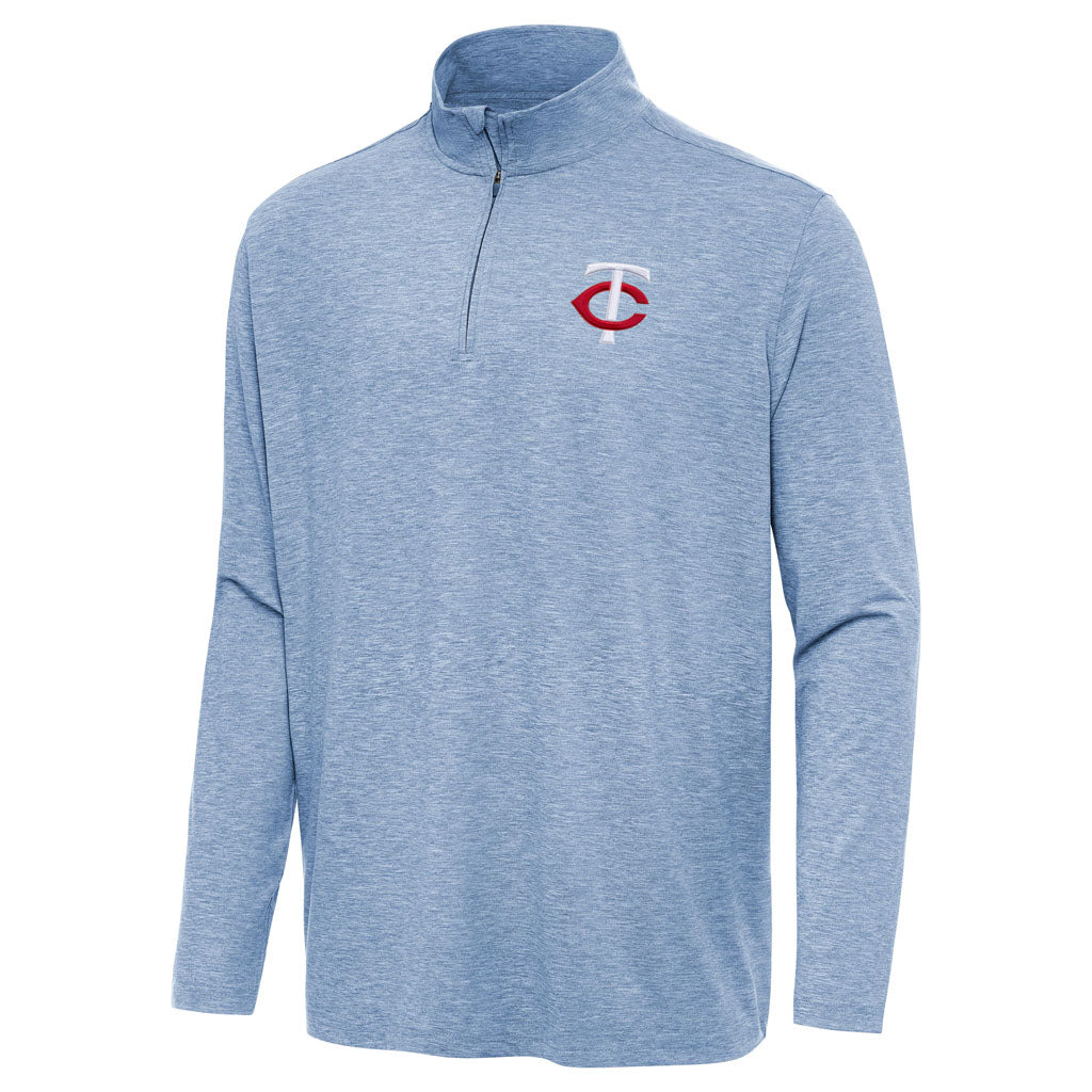 MLB Minnesota Twins Antigua Hunk 1/4 Zip Pullover Jacket - Light blue