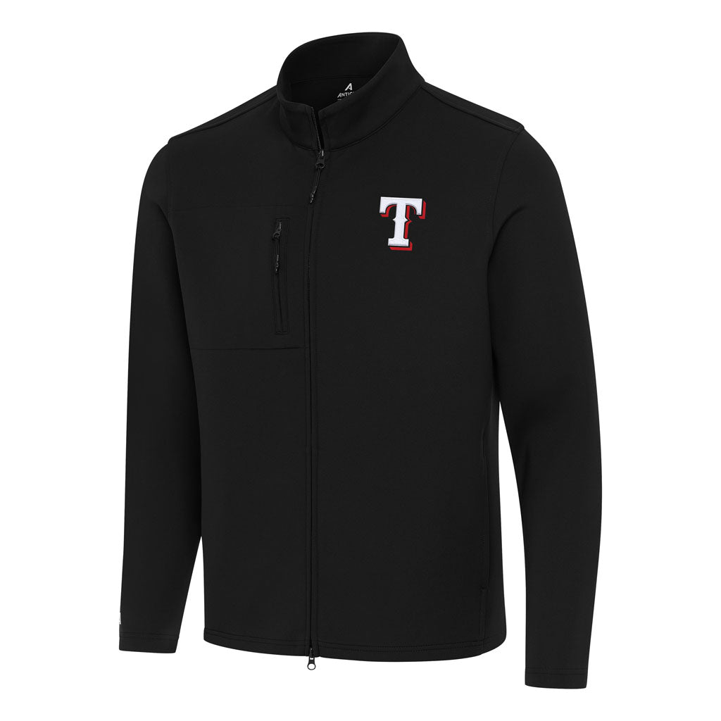 MLB Texas Rangers Antigua Objection DBP Full Zip Jacket - Black