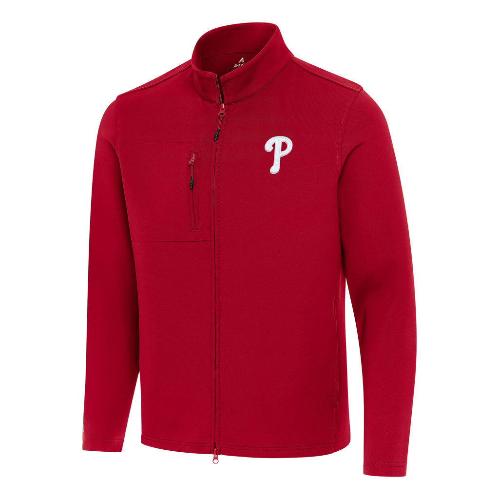 MLB Philadelphia Phillies Antigua Objection DBP Full Zip Jacket - Red