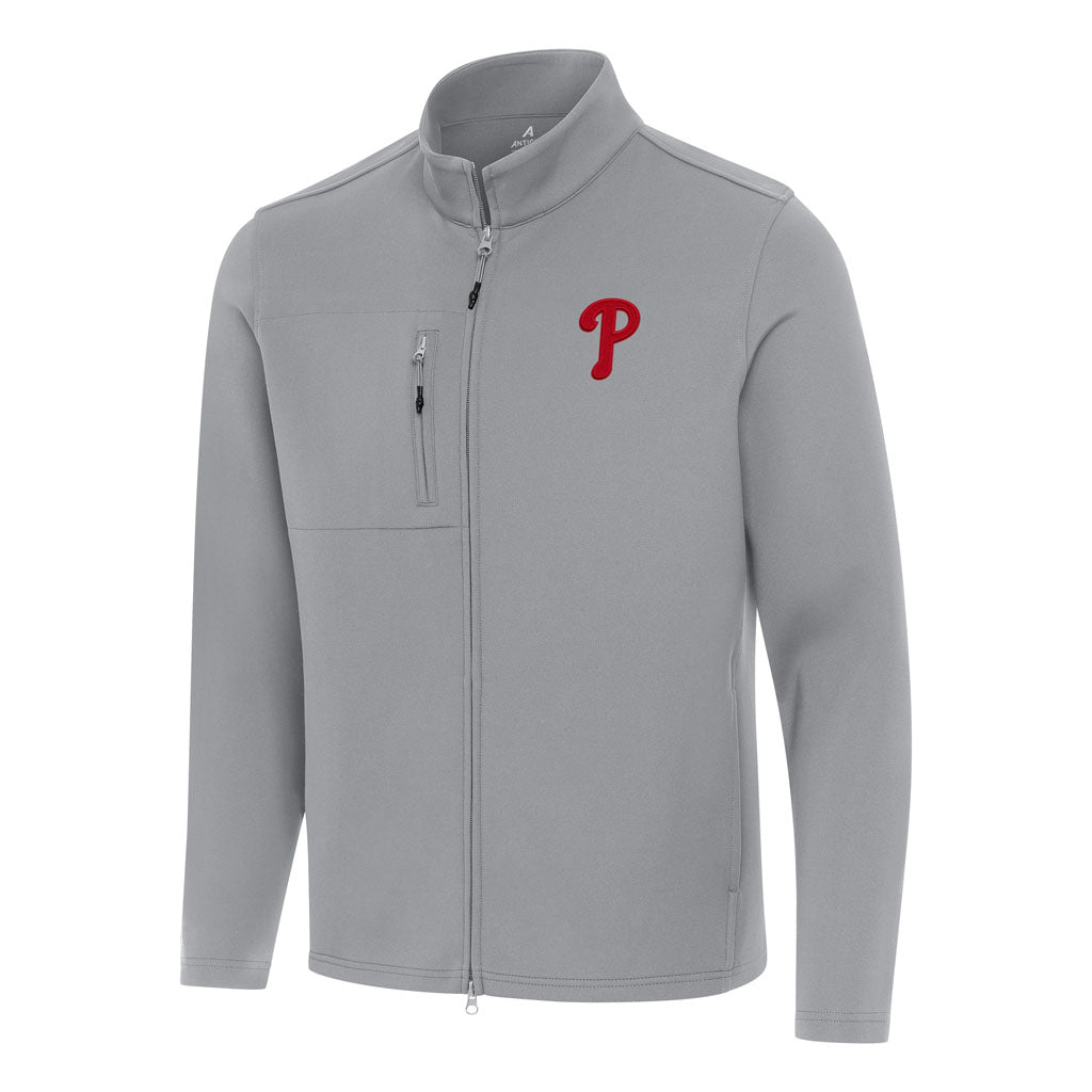 MLB Philadelphia Phillies Antigua Objection DBP Full Zip Jacket - Gray