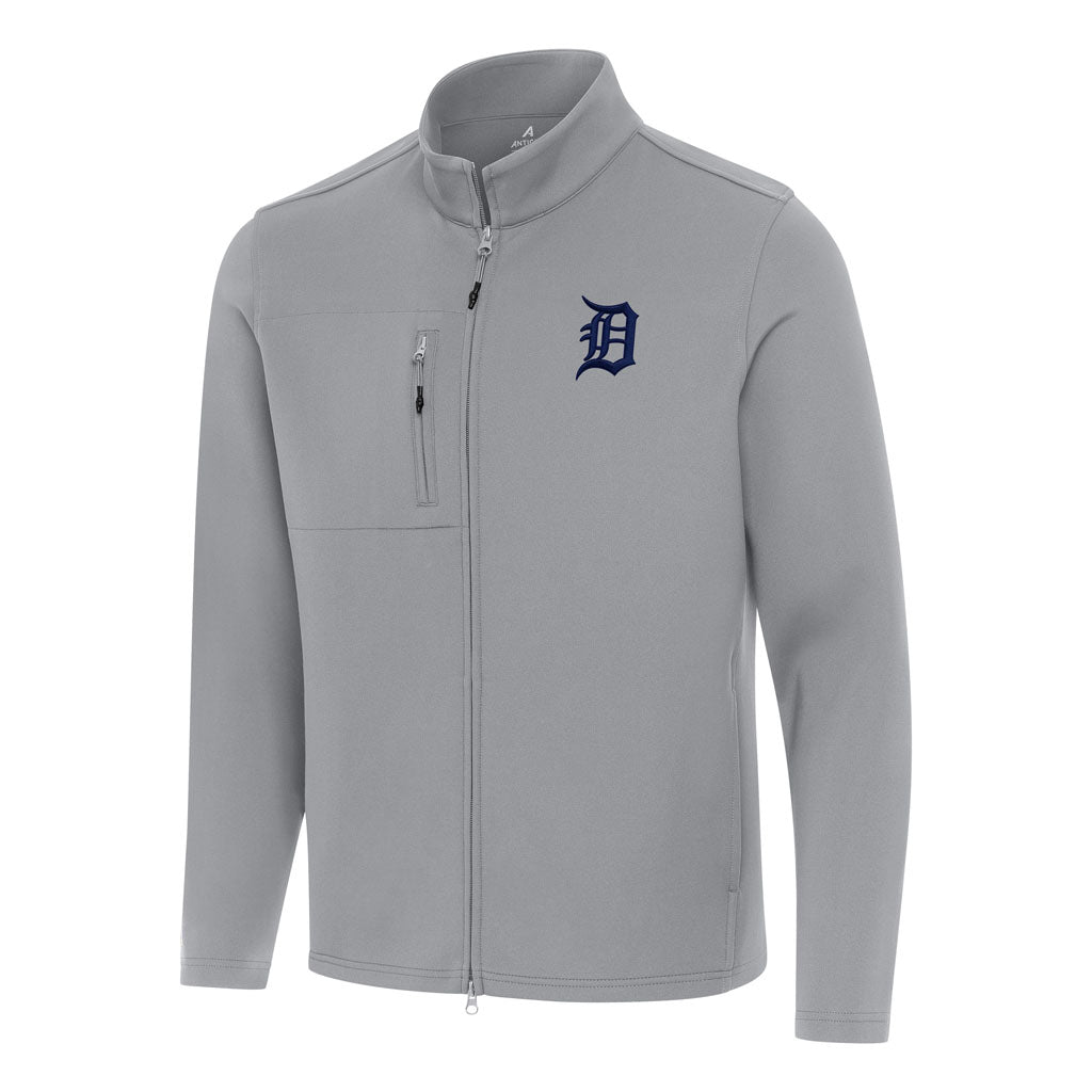 MLB Detroit Tigers Antigua Objection DBP Full Zip Jacket - Gray