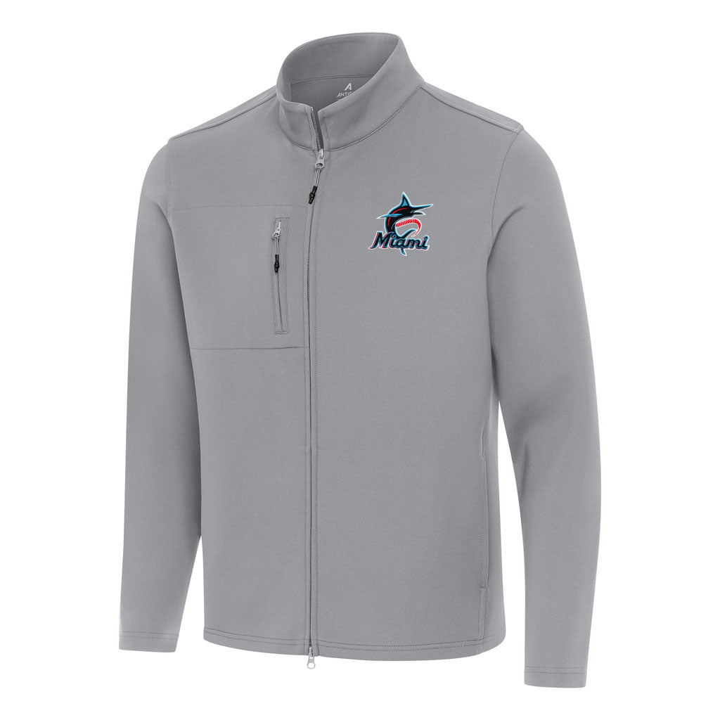 MLB Miami Marlins Antigua Objection DBP Full Zip Jacket - Gray