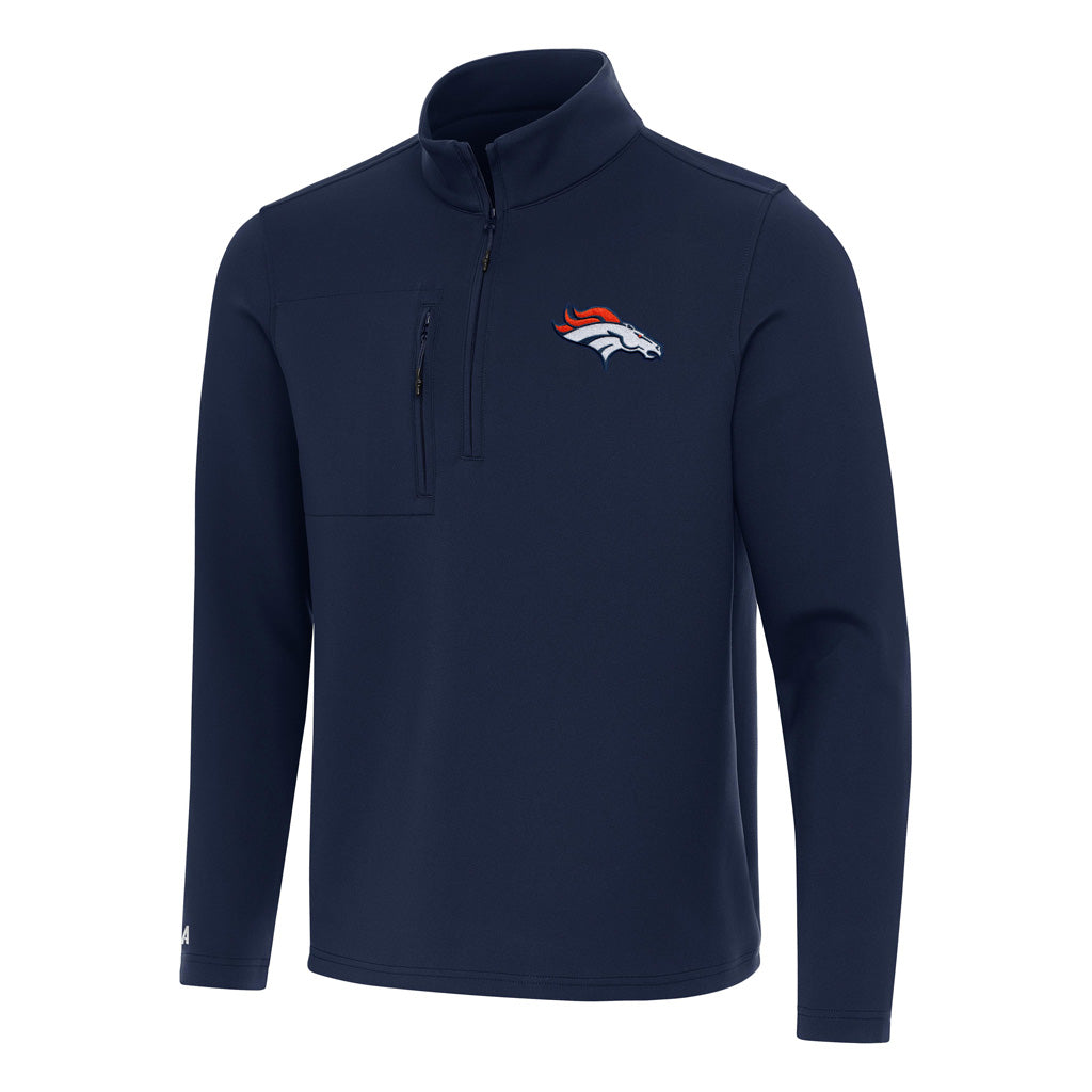 NFL Denver Broncos Antigua Insider 1/4 Zip Pullover Jacket - Navy
