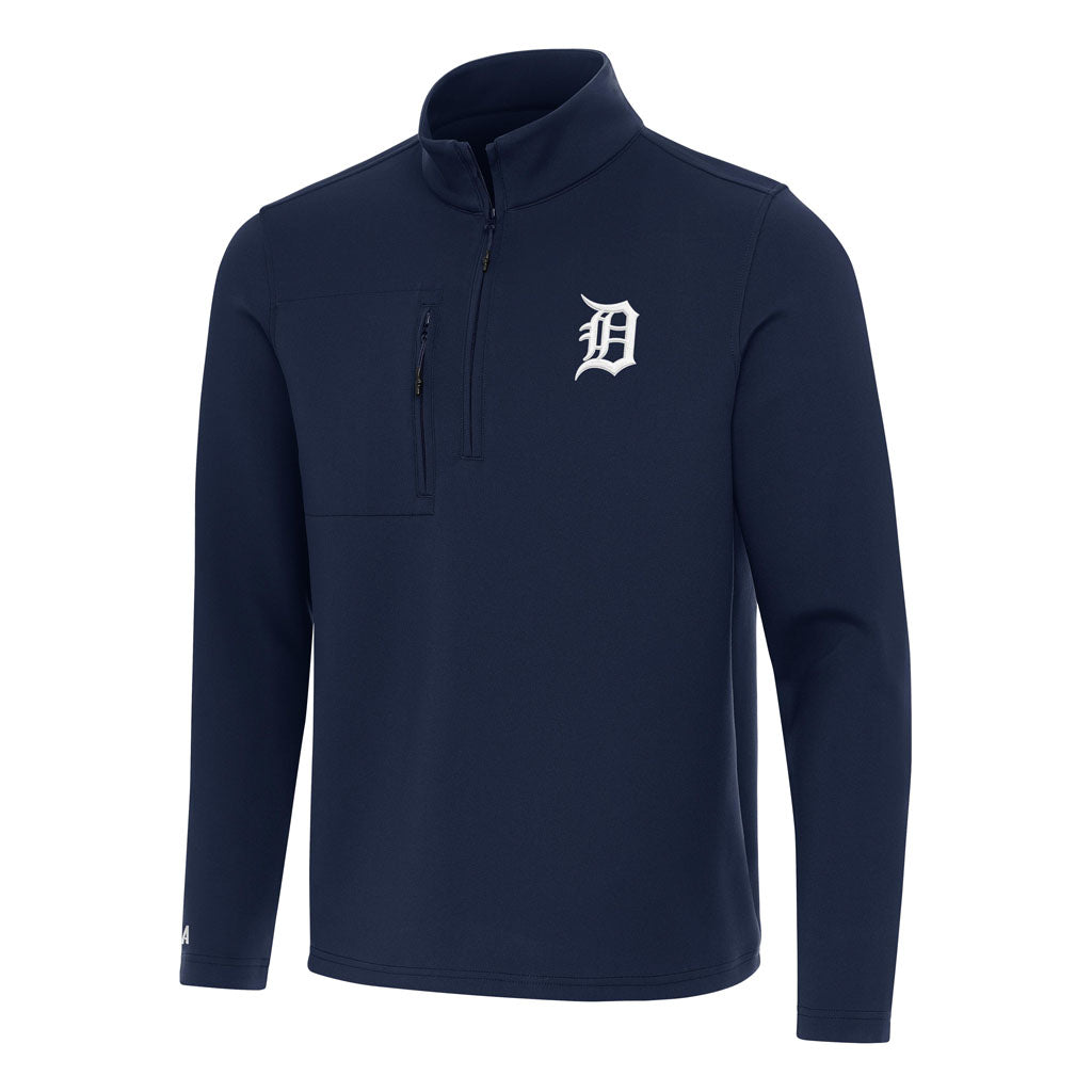 MLB Detroit Tigers Antigua Insider 1/4 Zip Pullover Jacket - Navy