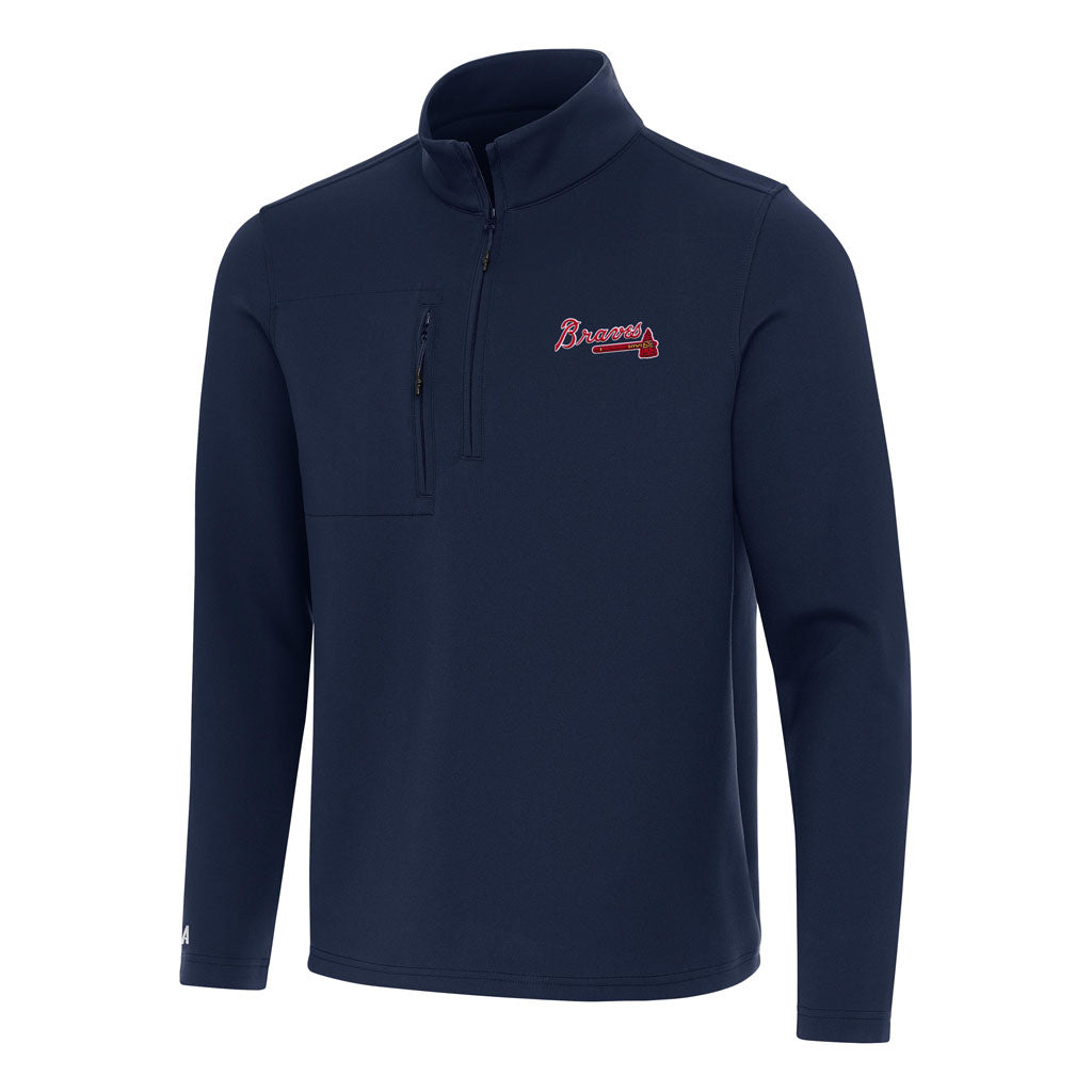 MLB Atlanta Braves Antigua Insider 1/4 Zip Pullover Jacket - Navy