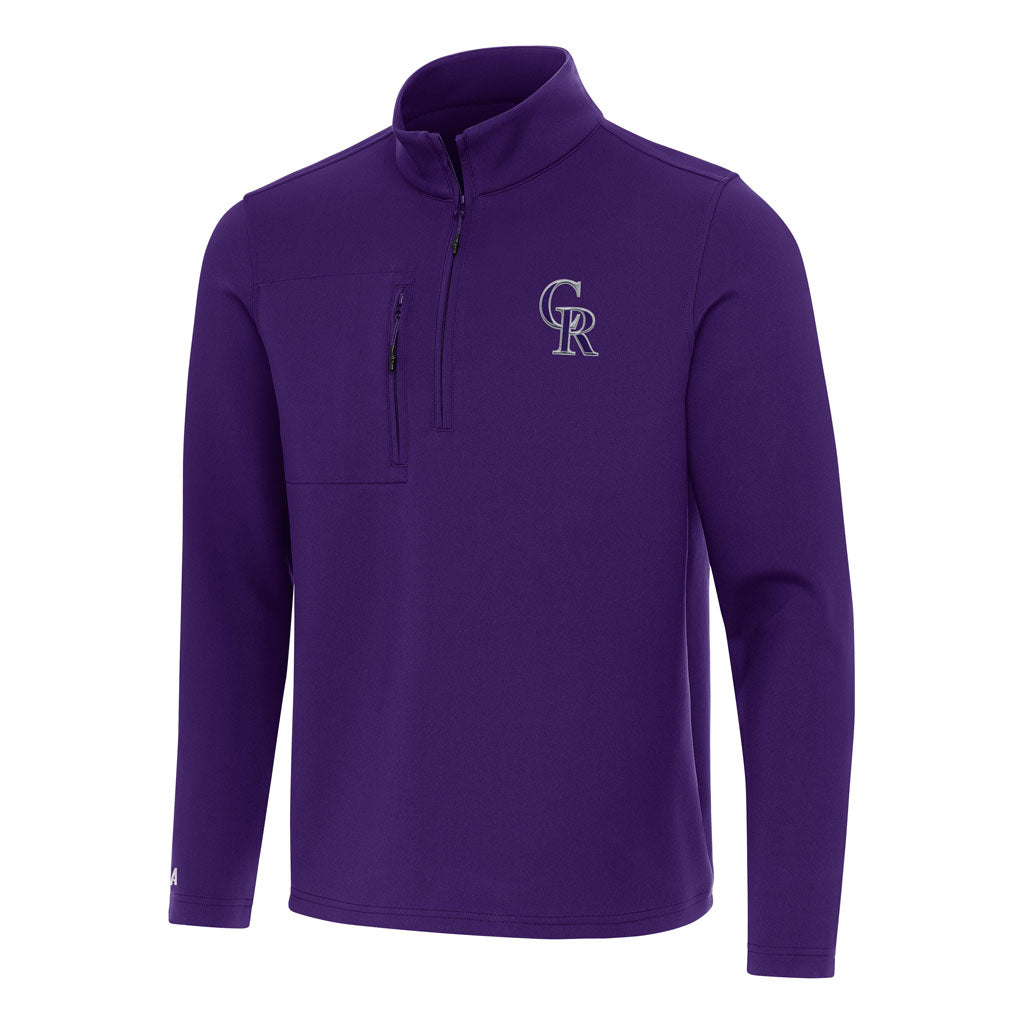 MLB Colorado Rockies Antigua Insider 1/4 Zip Pullover Jacket - Purple