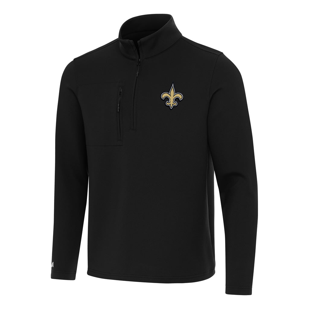 NFL New Orleans Saints Antigua Insider 1/4 Zip Pullover Jacket - Black