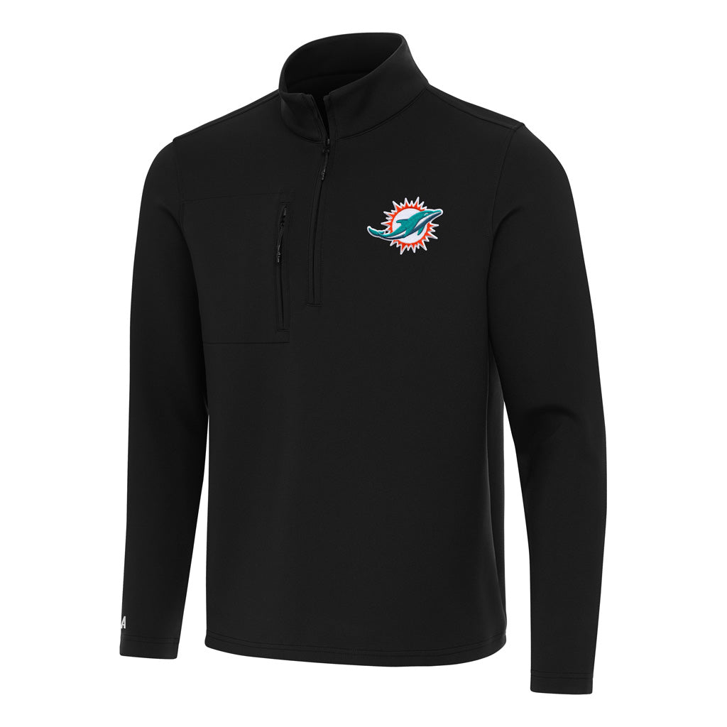 NFL Miami Dolphins Antigua Insider 1/4 Zip Pullover Jacket - Black