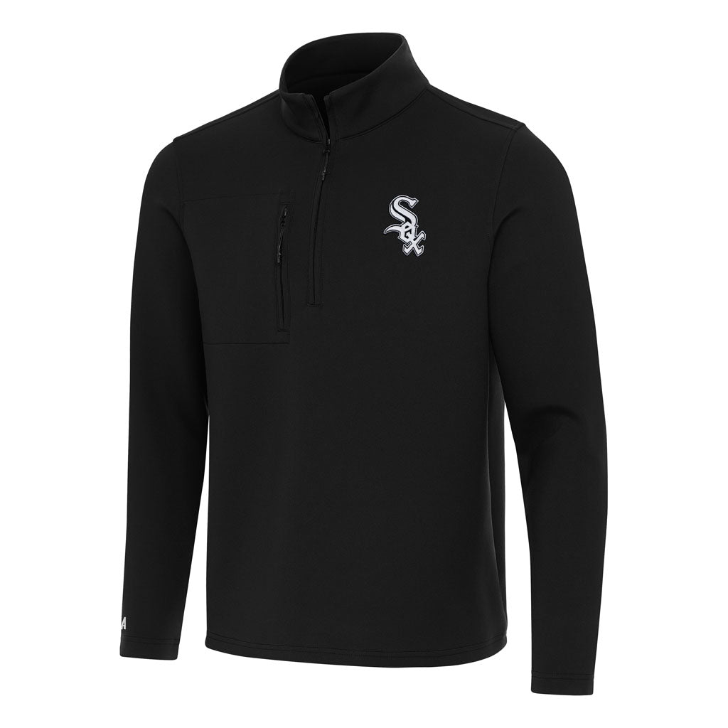 MLB Chicago White Sox Antigua Insider 1/4 Zip Pullover Jacket - Black