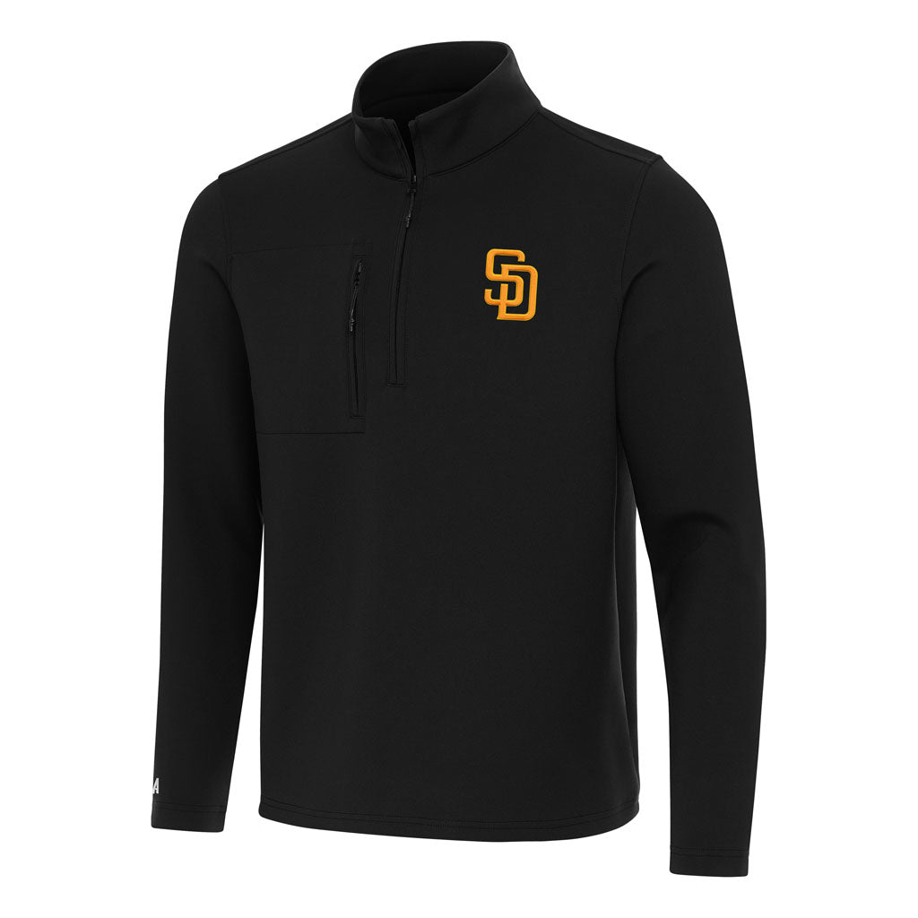 MLB San Diego Padres Antigua Insider 1/4 Zip Pullover Jacket - Black