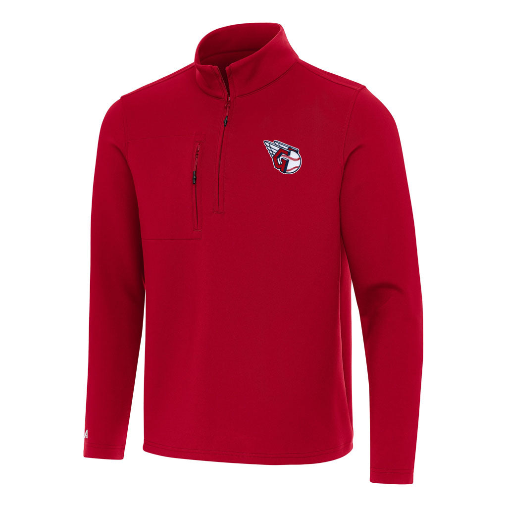 MLB Cleveland Guardians Antigua Insider 1/4 Zip Pullover Jacket - Red