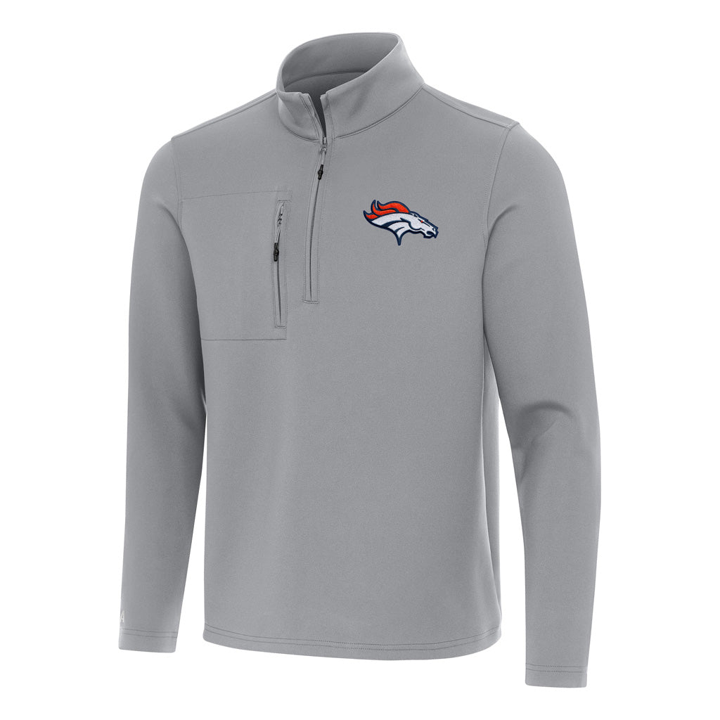 NFL Denver Broncos Antigua Insider 1/4 Zip Pullover Jacket - Gray