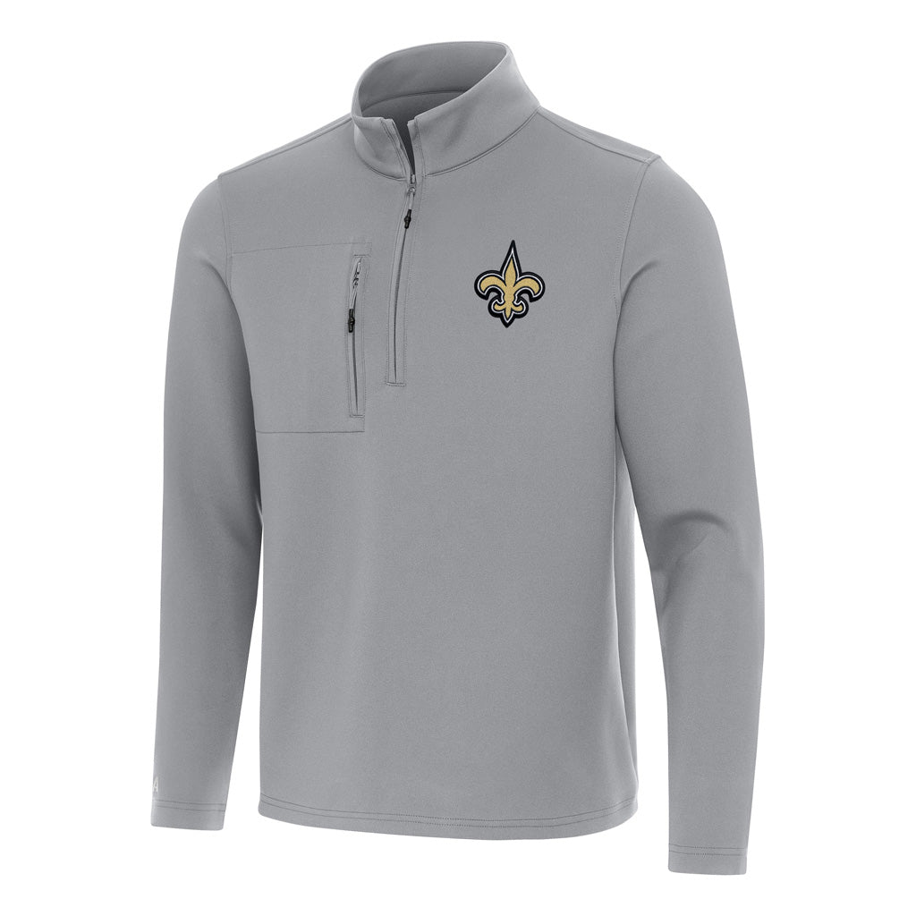 NFL New Orleans Saints Antigua Insider 1/4 Zip Pullover Jacket - Gray