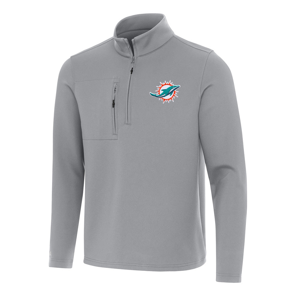 NFL Miami Dolphins Antigua Insider 1/4 Zip Pullover Jacket - Gray