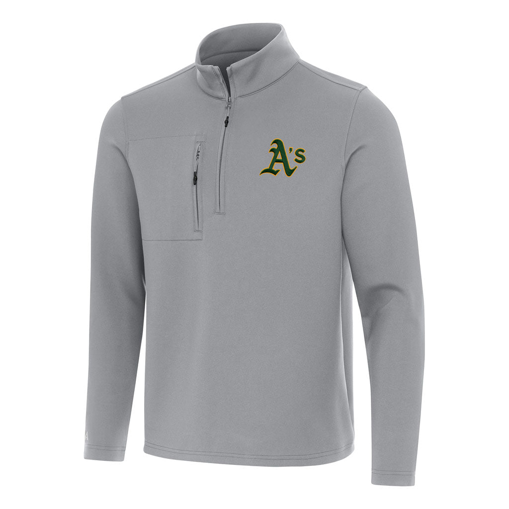 MLB Athletics Antigua Insider 1/4 Zip Pullover Jacket - Gray