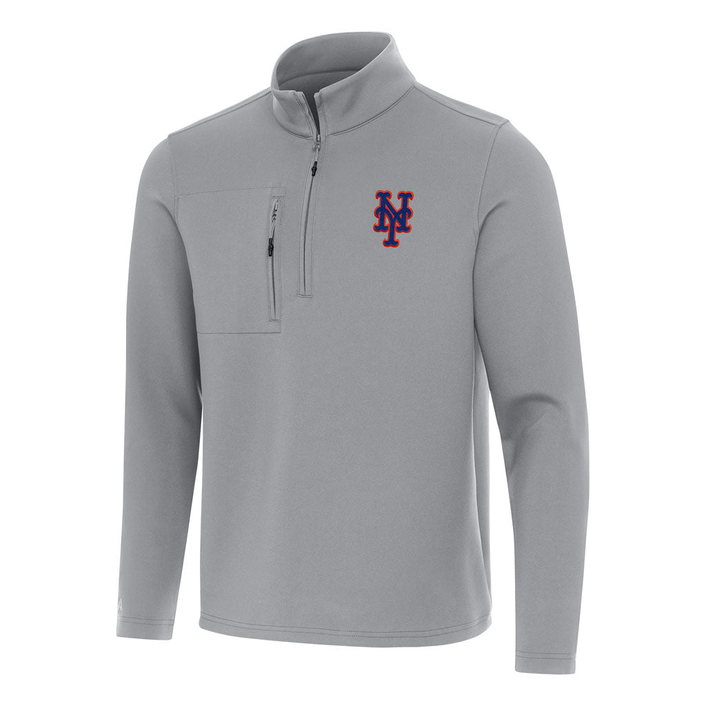 MLB New York Mets Antigua Insider 1/4 Zip Pullover Jacket - Gray