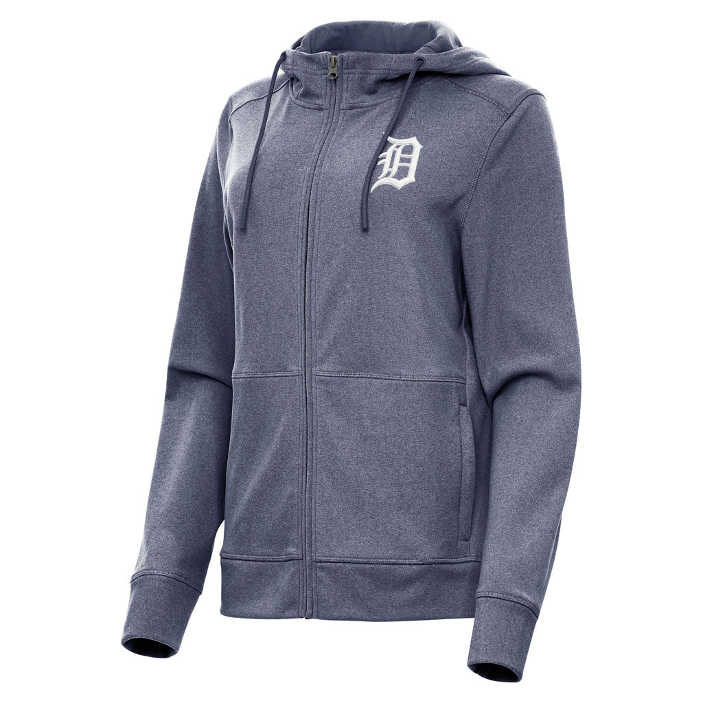 MLB Detroit Tigers Women's Antigua Seeker Full Zip Hoodie - Navy
