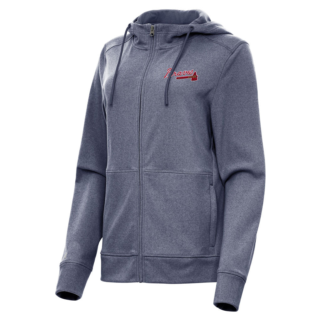 MLB Atlanta Braves Women's Antigua Seeker Full Zip Hoodie - Navy
