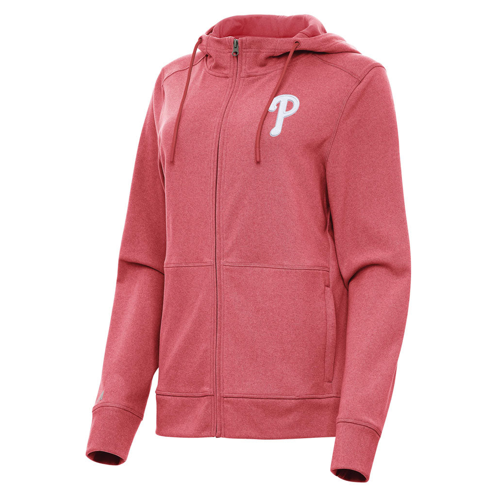 MLB Philadelphia Phillies Women's Antigua Seeker Full Zip Hoodie - Red