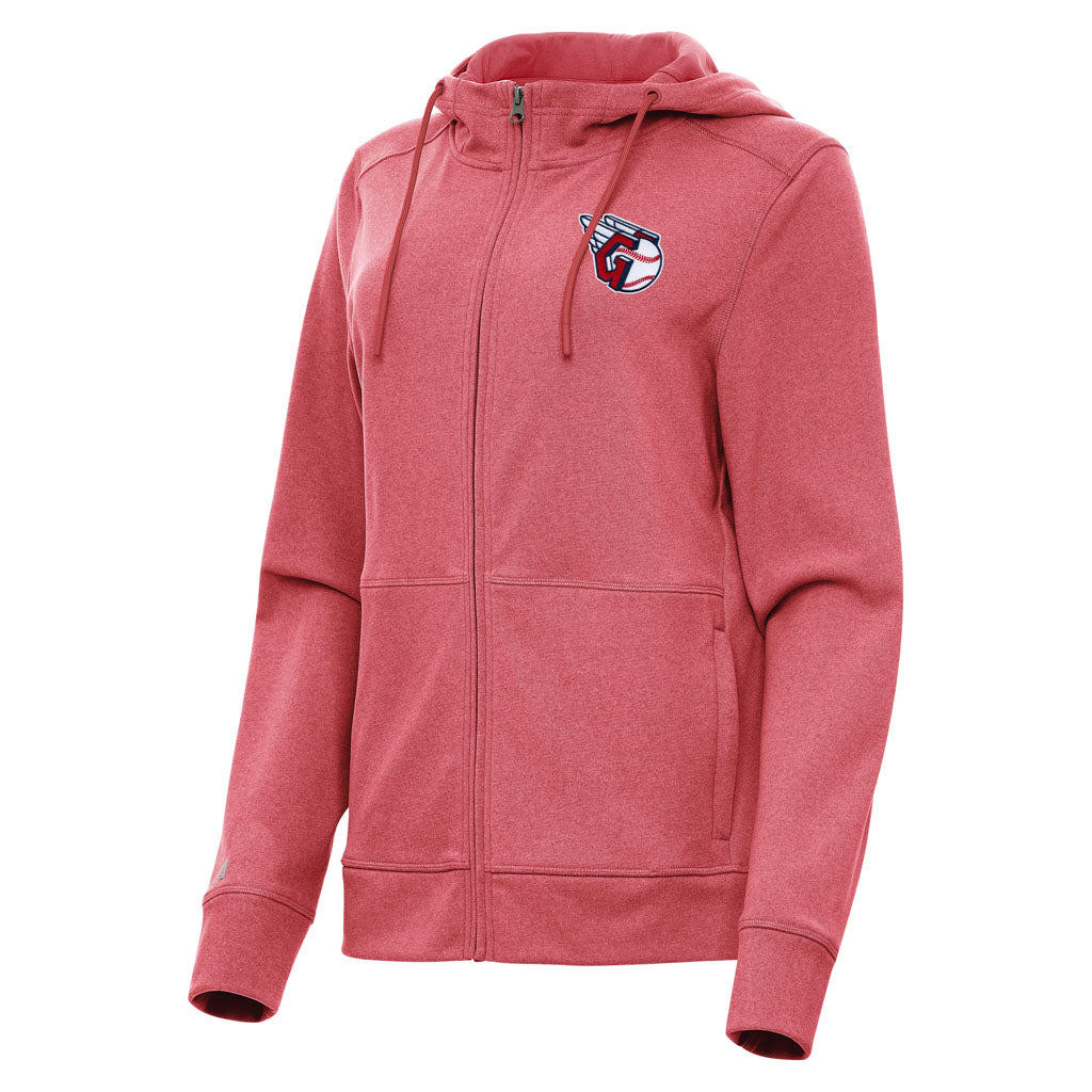 MLB Cleveland Guardians Women's Antigua Seeker Full Zip Hoodie - Red