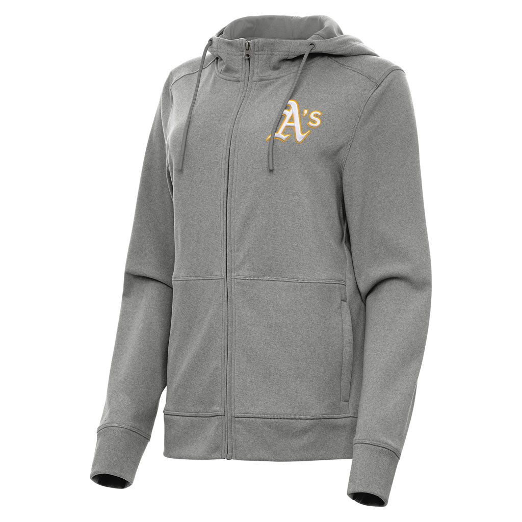 MLB Athletics Women's Antigua Seeker Full Zip Hoodie - Heather black
