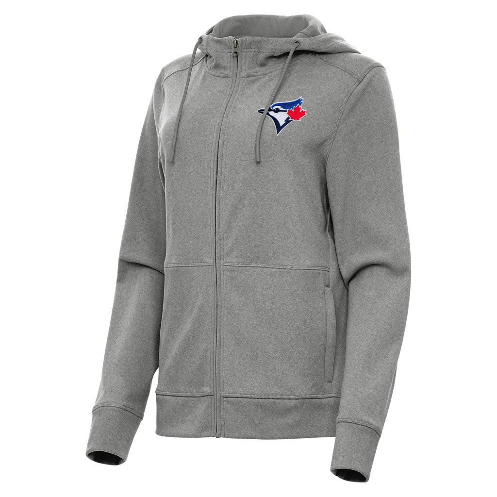 MLB Toronto Blue Jays Women's Antigua Seeker Full Zip Hoodie - Heather black