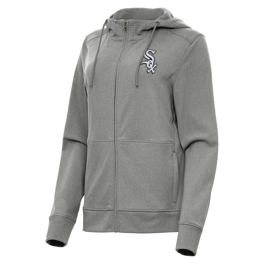 MLB Chicago White Sox Women's Antigua Seeker Full Zip Hoodie - Heather black