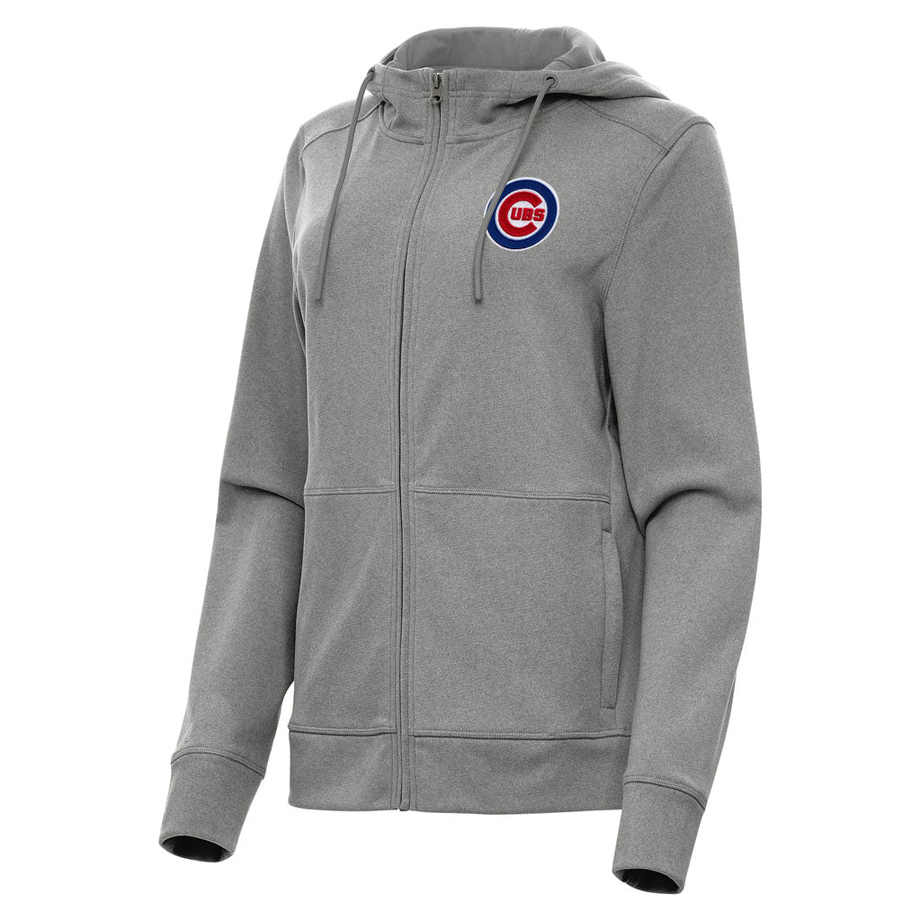 MLB Chicago Cubs Women's Antigua Seeker Full Zip Hoodie - Heather black