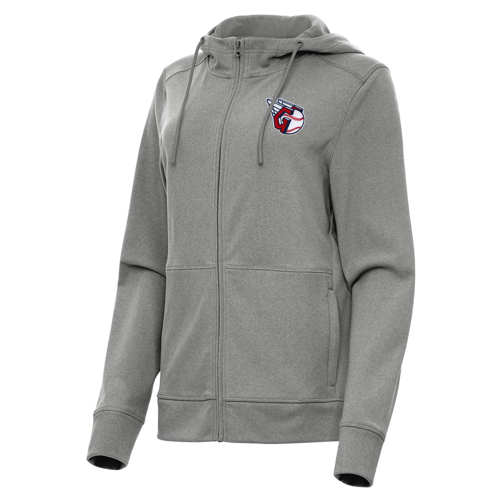 MLB Cleveland Guardians Women's Antigua Seeker Full Zip Hoodie - Heather black