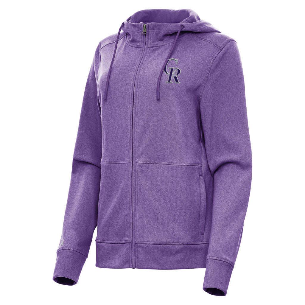 MLB Colorado Rockies Women's Antigua Seeker Full Zip Hoodie - Purple