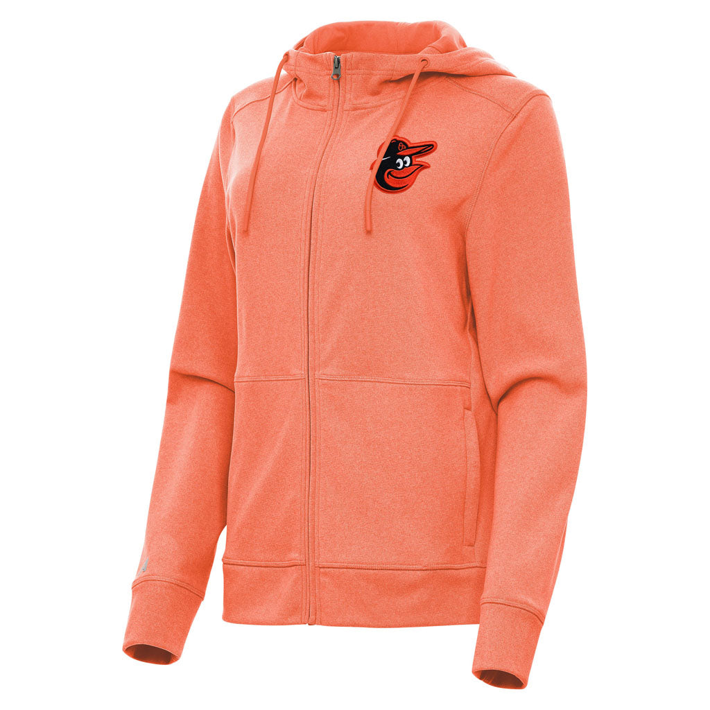 MLB Baltimore Orioles Women's Antigua Seeker Full Zip Hoodie - Orange