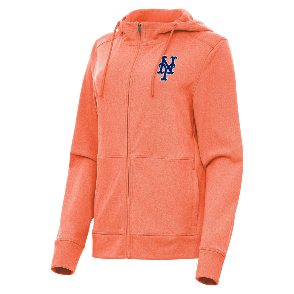 MLB New York Mets Women's Antigua Seeker Full Zip Hoodie - Orange