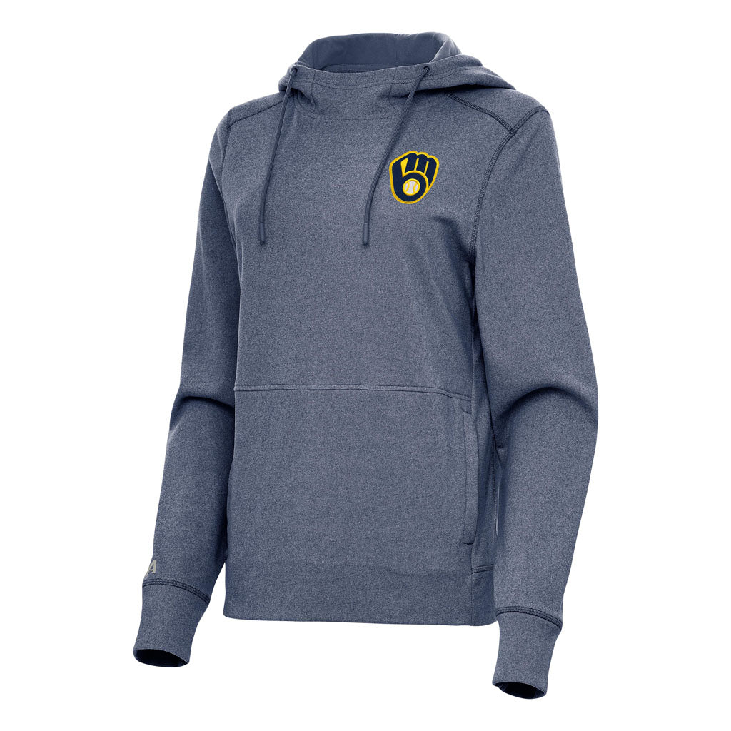 MLB Milwaukee Brewers Women's Antigua Justice Pullover Hoodie - Navy