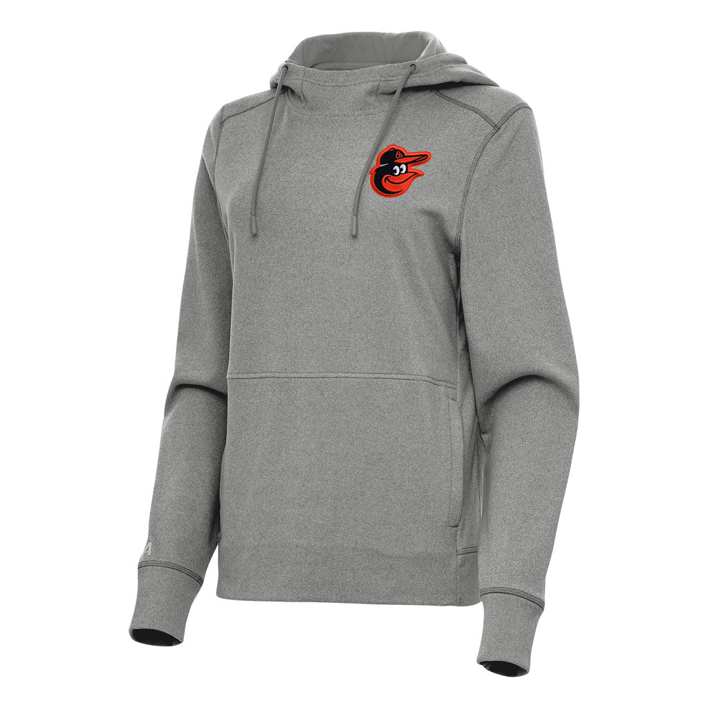 MLB Baltimore Orioles Women's Antigua Justice Pullover Hoodie - Heather black