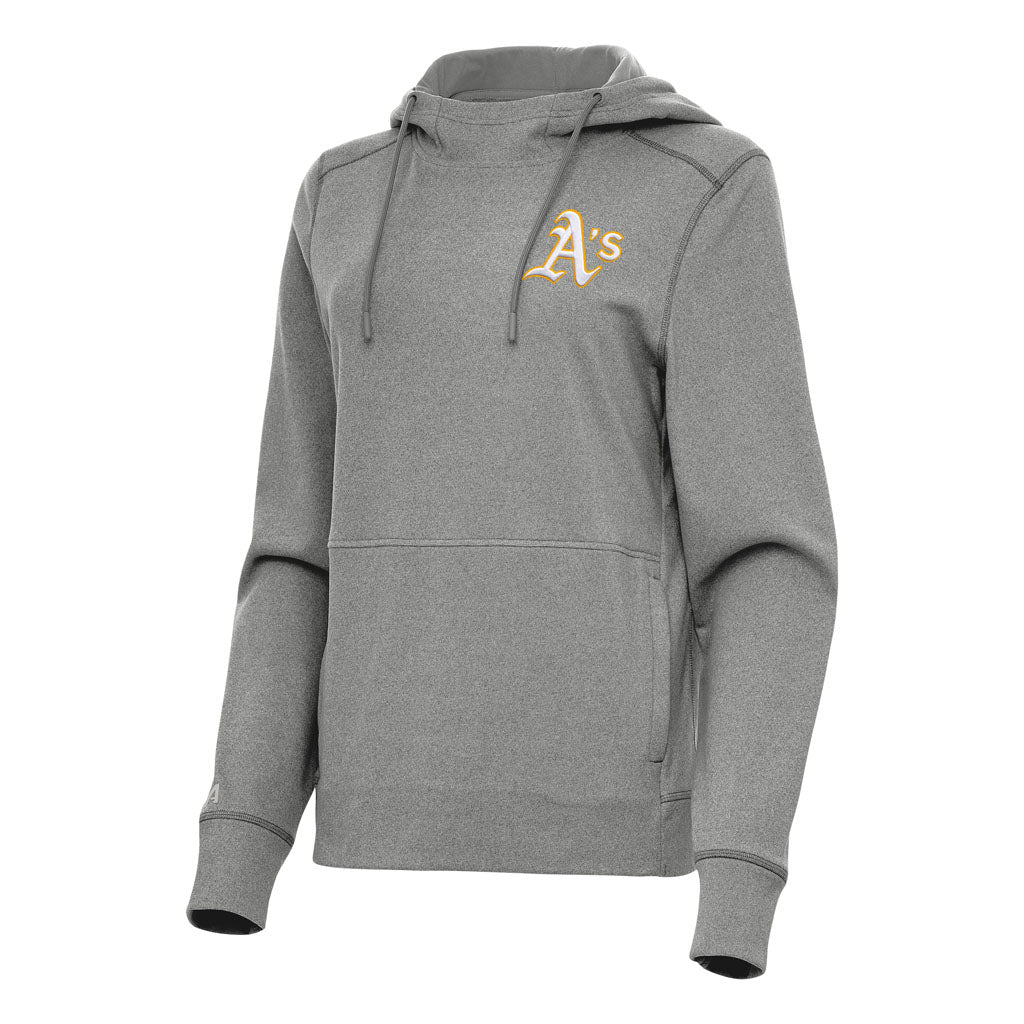 MLB Athletics Women's Antigua Justice Pullover Hoodie - Heather black