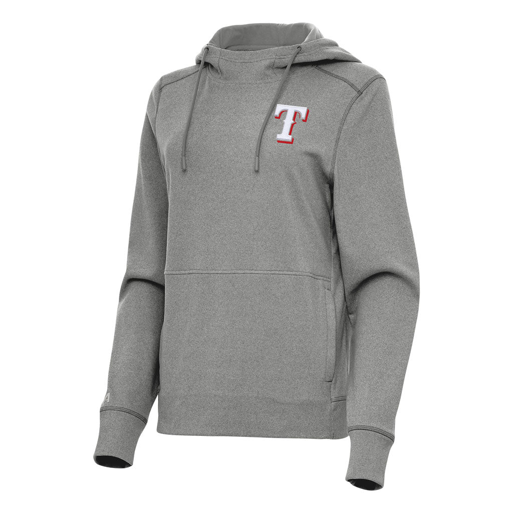 MLB Texas Rangers Women's Antigua Justice Pullover Hoodie - Heather black