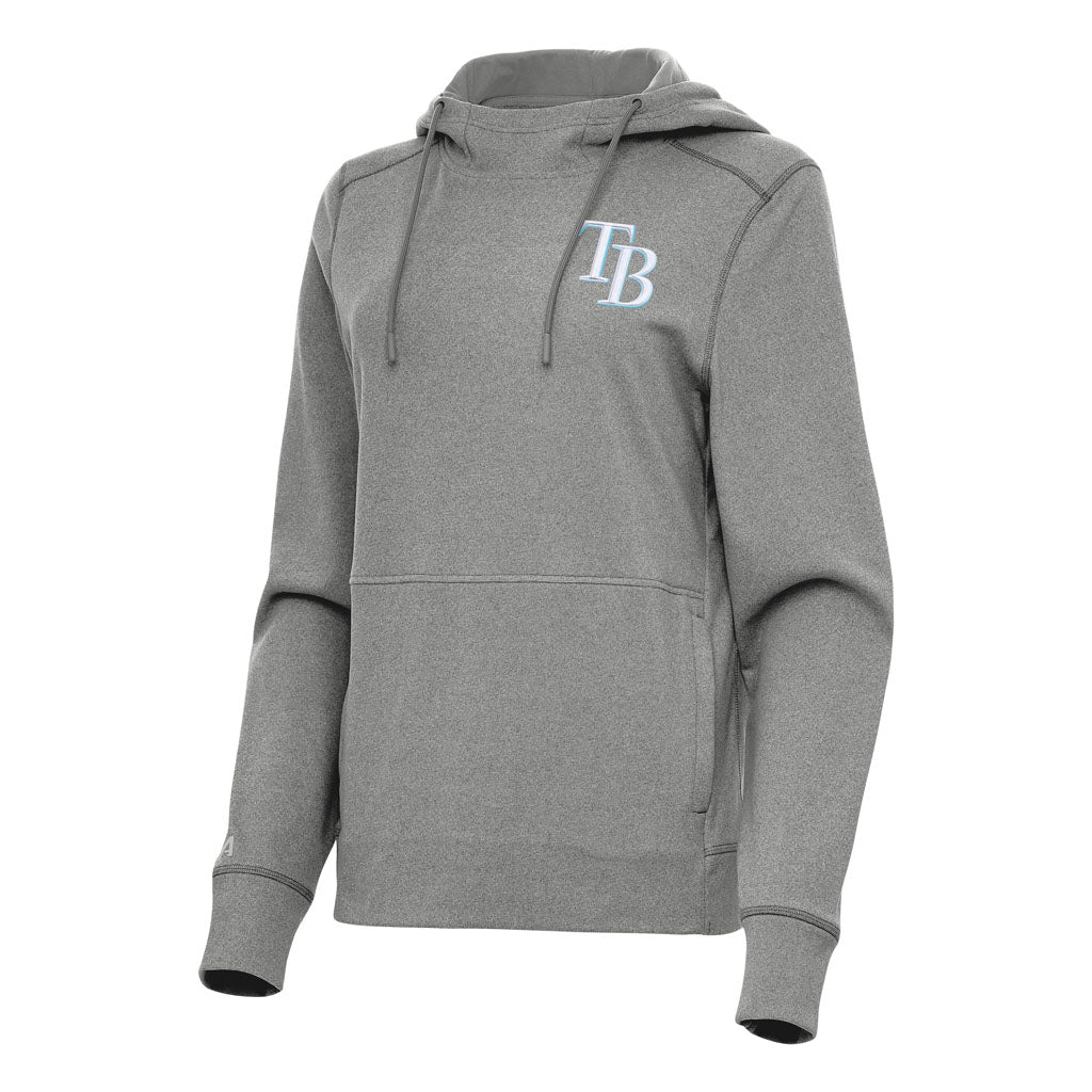 MLB Tampa Bay Rays Women's Antigua Justice Pullover Hoodie - Heather black