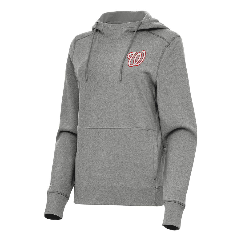 MLB Washington Nationals Women's Antigua Justice Pullover Hoodie - Heather black