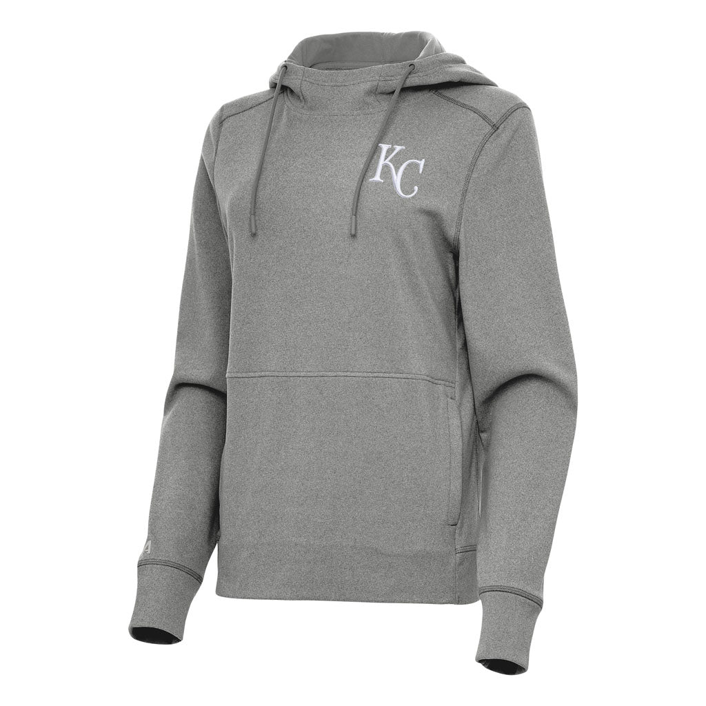 MLB Kansas City Royals Women's Antigua Justice Pullover Hoodie - Heather black