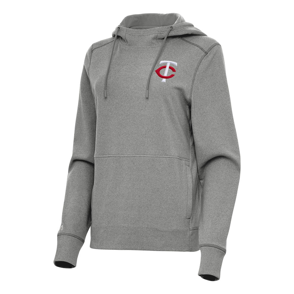 MLB Minnesota Twins Women's Antigua Justice Pullover Hoodie - Heather black