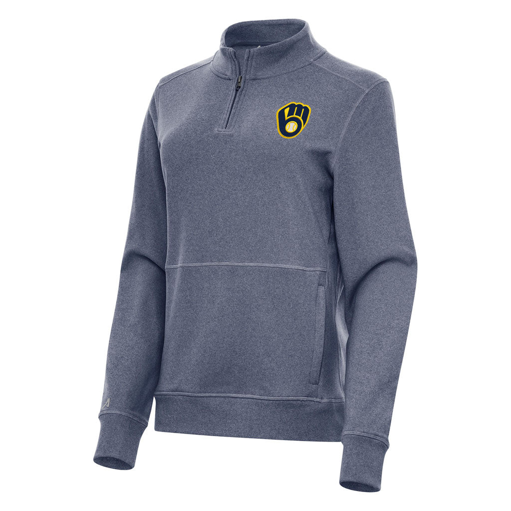 MLB Milwaukee Brewers Women's Antigua Crush 1/4 Zip Pullover Jacket
