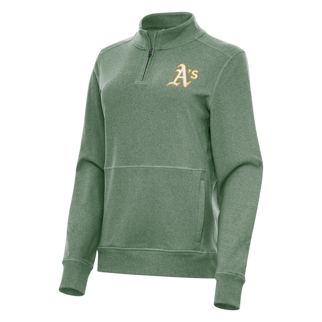 MLB Athletics Women's Antigua Crush 1/4 Zip Pullover Jacket