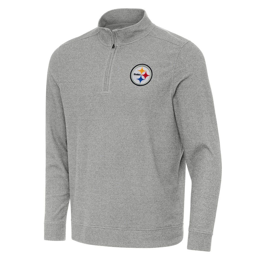 NFL Pittsburgh Steelers Antigua Subtle 1/4 Zip Pullover Jacket - Heather gray