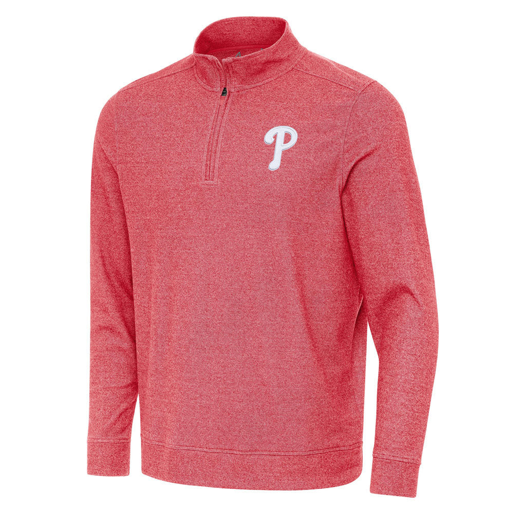 MLB Philadelphia Phillies Antigua Subtle 1/4 Zip Pullover Jacket - Red