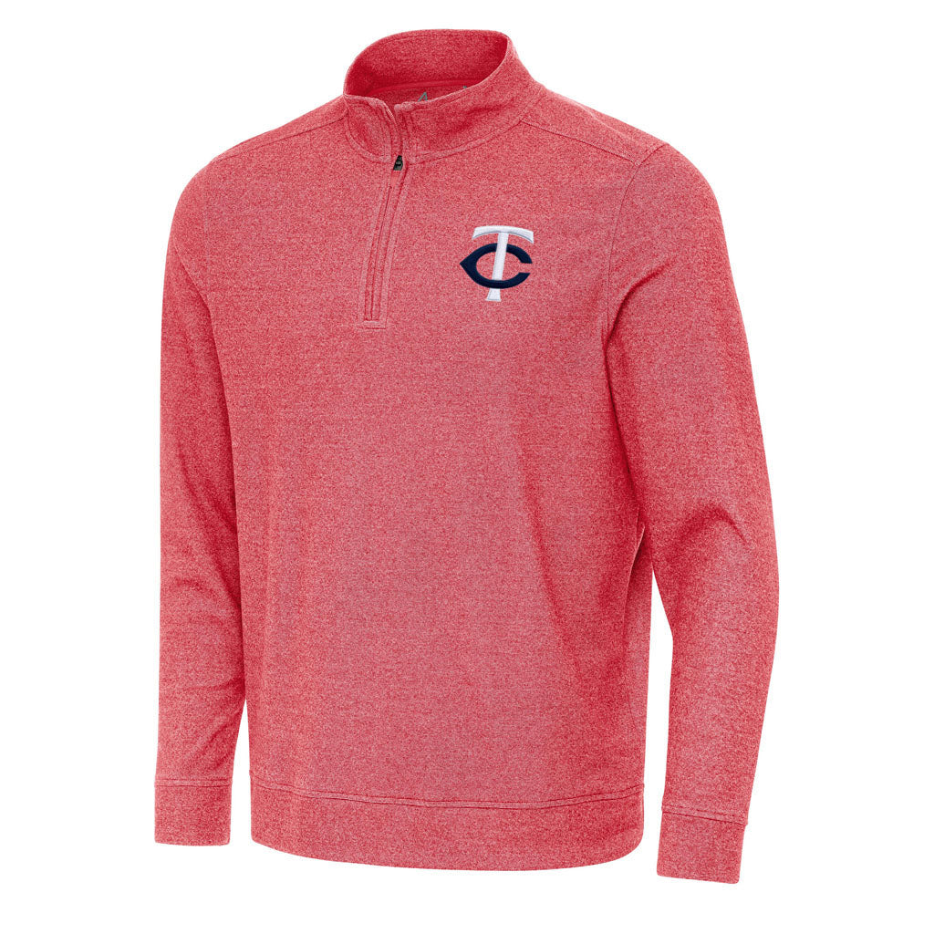 MLB Minnesota Twins Antigua Subtle 1/4 Zip Pullover Jacket - Red
