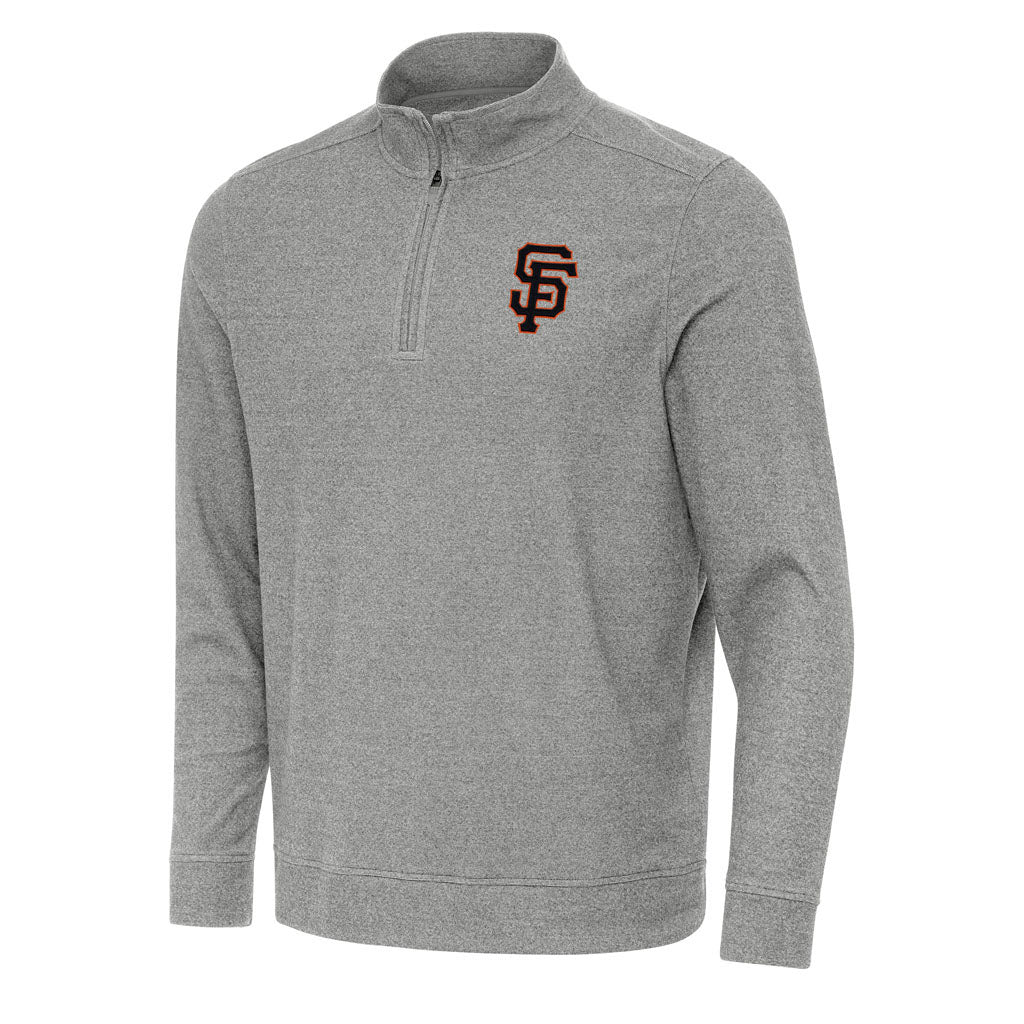 MLB San Francisco Giants Antigua Subtle 1/4 Zip Pullover Jacket - Heather black