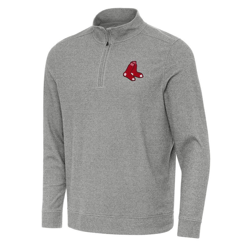 MLB Boston Red Sox Antigua Subtle 1/4 Zip Pullover Jacket - Heather black
