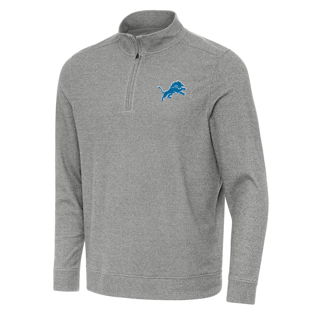 NFL Detroit Lions Antigua Subtle 1/4 Zip Pullover Jacket - Heather black