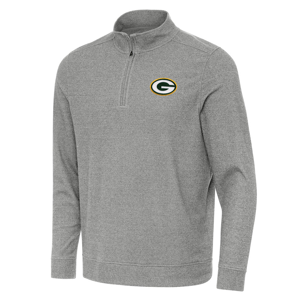 NFL Green Bay Packers Antigua Subtle 1/4 Zip Pullover Jacket - Heather black